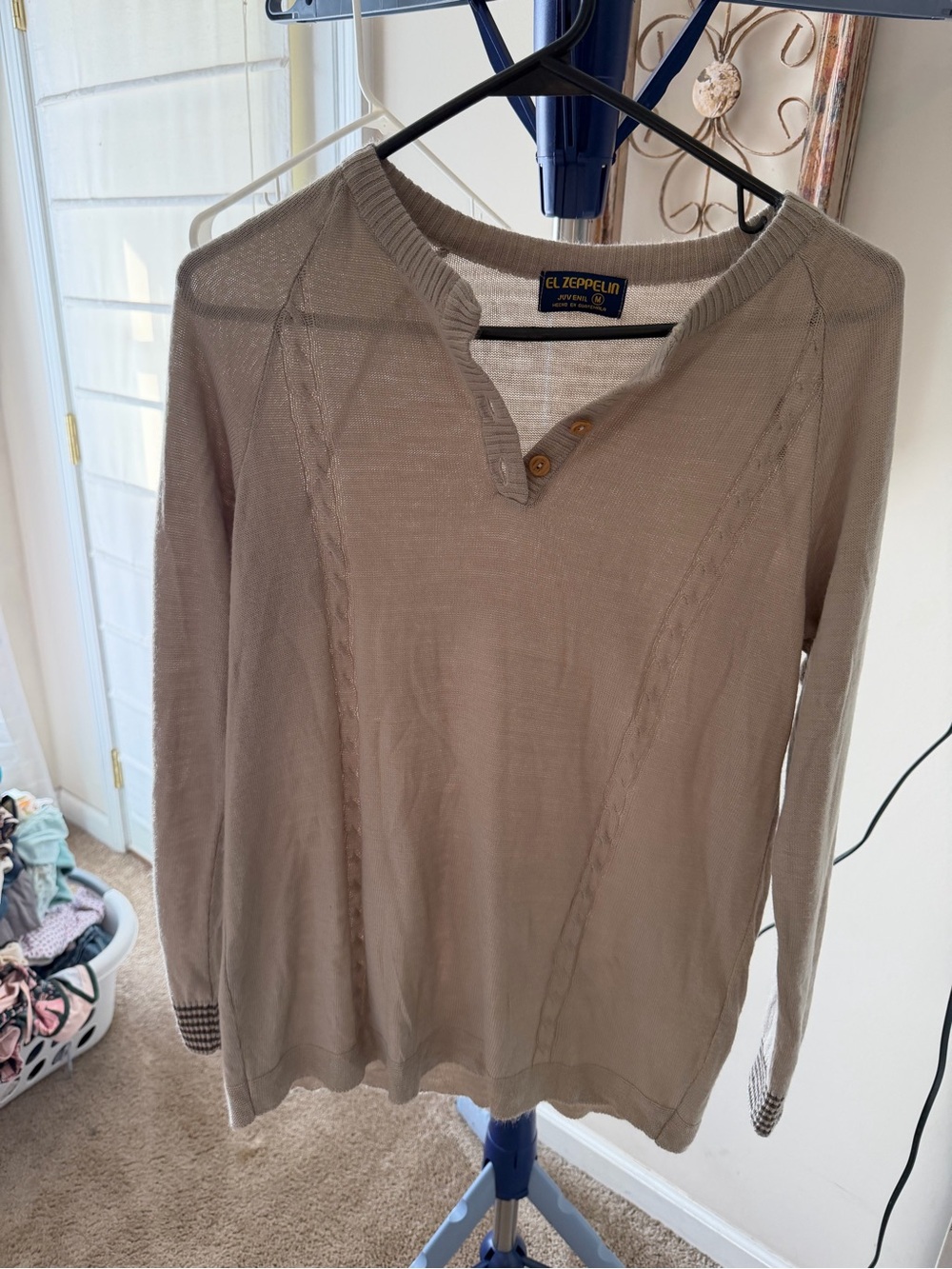 Taupe Henley Sweater - Scoop Neck Knit
